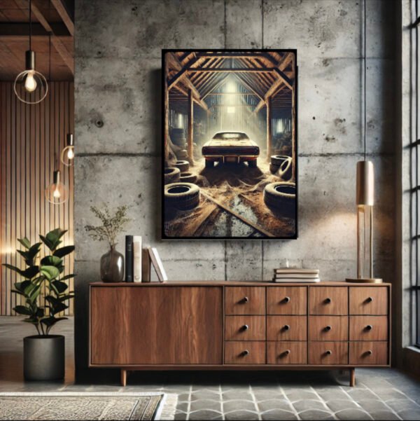 Vintage Muscle Car Poster – Classic American Barn Find Wall Art (Limited Edition) - Image 2