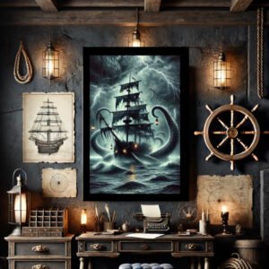 Kraken Ghost Ship Wall Art