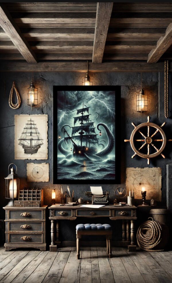 Kraken Ghost Ship Wall Art