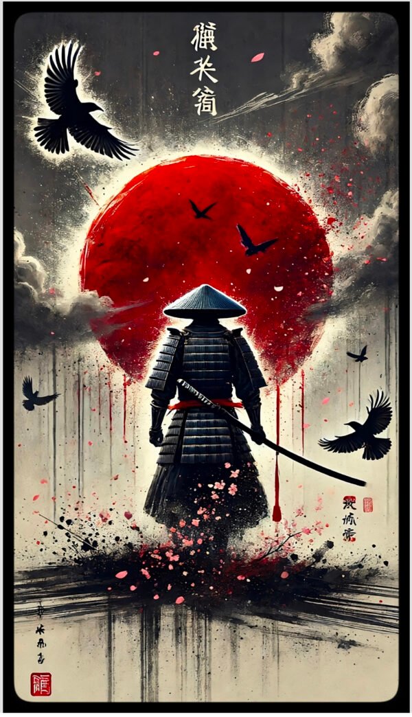 Samurai Wall Art – The Silent Watcher Under the Blood Moon - Image 5