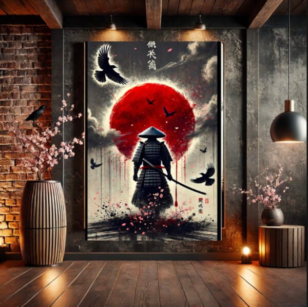 Discover the mystical presence of “The Silent Watcher Under the Blood Moon” – a powerful samurai wall art infused with ancestral spirit and ancient Japanese symbolism. Perfect for warriors of soul and space