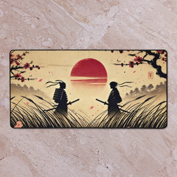 Duel Under the Crimson Sun — Samurai Desk Matt