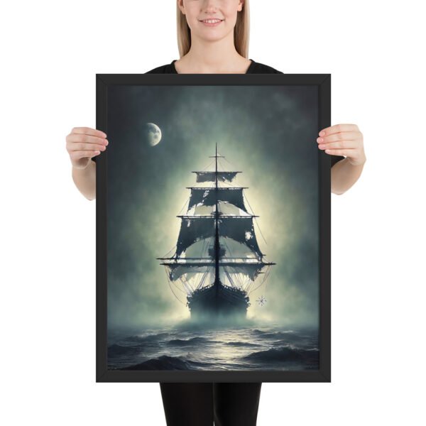 Ghost Ship Wall Art –  Legendary Framed Print of a Mysterious Sailing Vesse - Image 2
