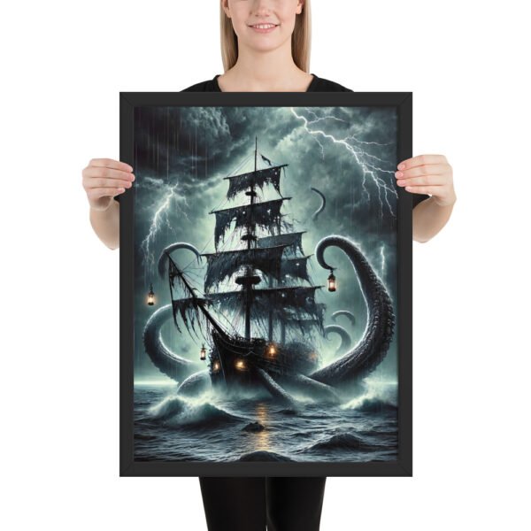 Kraken Ghost Ship Wall Art – 1 Epic Sea Monster Battle in Storm & Legend - Image 2