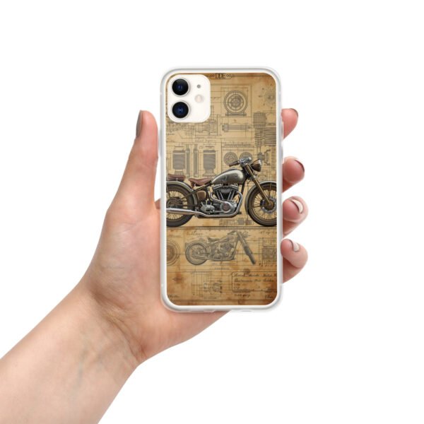 Vintage Motorcycle Blueprint iPhone Case – Retro Engine Design - Image 4