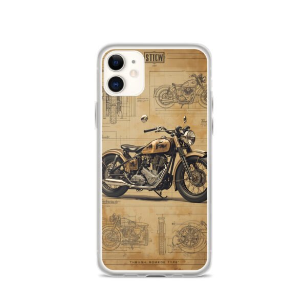 Vintage Motorcycle Blueprint iPhone Case – Retro Classic Ride Design - Image 5