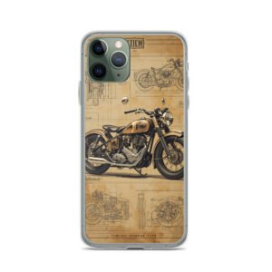 Vintage Motorcycle Blueprint iPhone Case – Retro Classic Ride Design