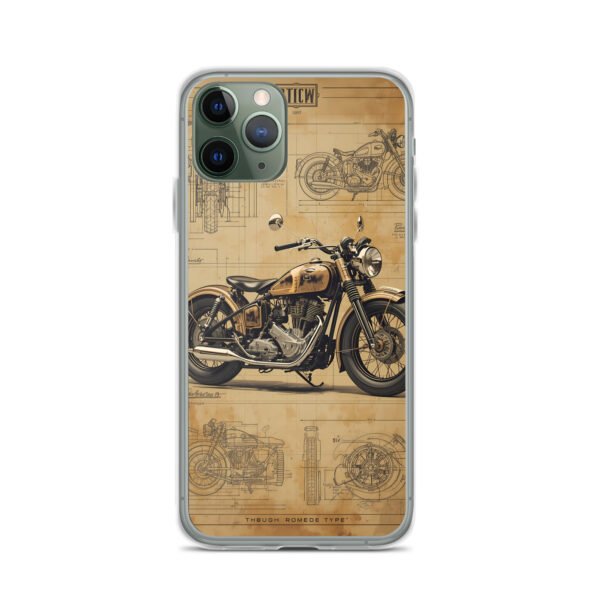 Vintage Motorcycle Blueprint iPhone Case – Retro Classic Ride Design