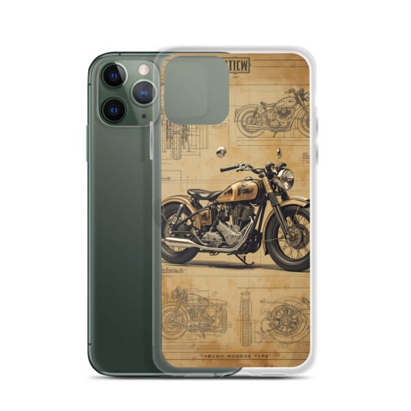 Vintage Motorcycle Blueprint iPhone Case – Retro Classic Ride Design - Image 4