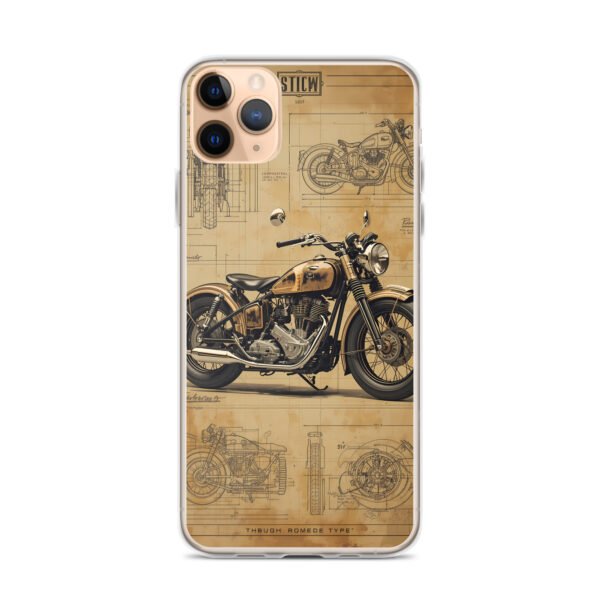 Vintage Motorcycle Blueprint iPhone Case – Retro Classic Ride Design - Image 2