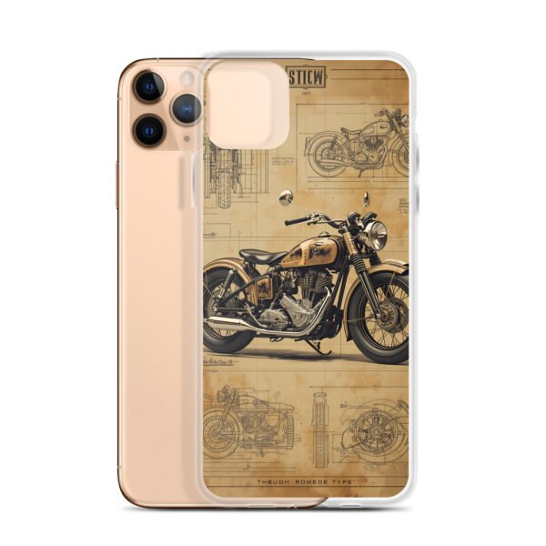 Vintage Motorcycle Blueprint iPhone Case – Retro Classic Ride Design - Image 3