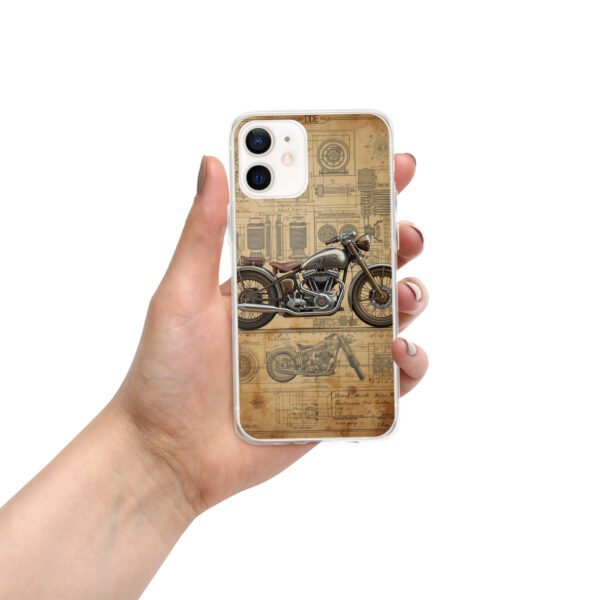 Vintage Motorcycle Blueprint iPhone Case – Retro Engine Design - Image 5