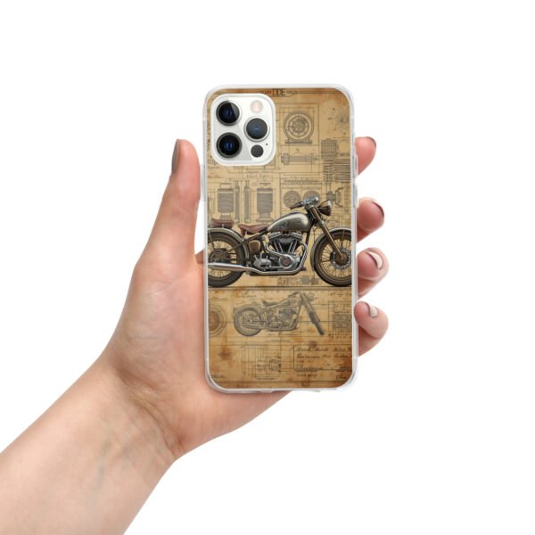 Vintage Motorcycle Blueprint iPhone Case – Retro Engine Design - Image 7