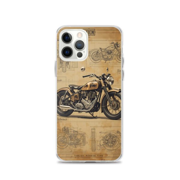Vintage Motorcycle Blueprint iPhone Case – Retro Classic Ride Design - Image 11