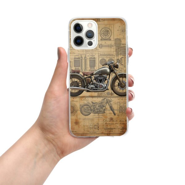 Vintage Motorcycle Blueprint iPhone Case – Retro Engine Design - Image 6