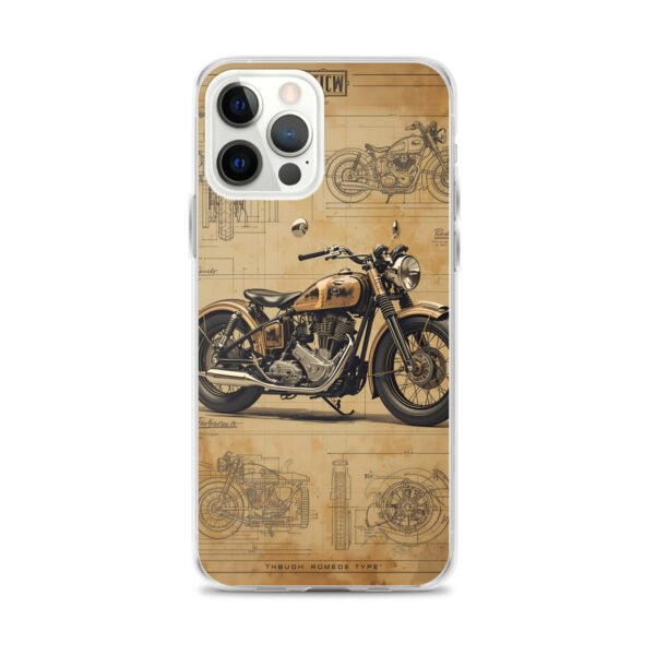 Vintage Motorcycle Blueprint iPhone Case – Retro Classic Ride Design - Image 9