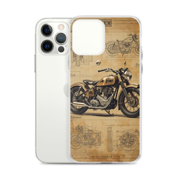 Vintage Motorcycle Blueprint iPhone Case – Retro Classic Ride Design - Image 10