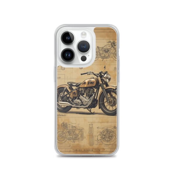 Vintage Motorcycle Blueprint iPhone Case – Retro Classic Ride Design - Image 27