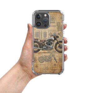 Vintage Motorcycle Blueprint iPhone Case – Retro Engine Design